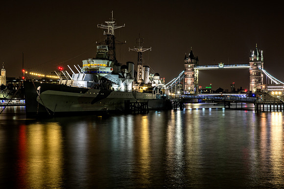 HMS Belfast and Tower Bridge, London